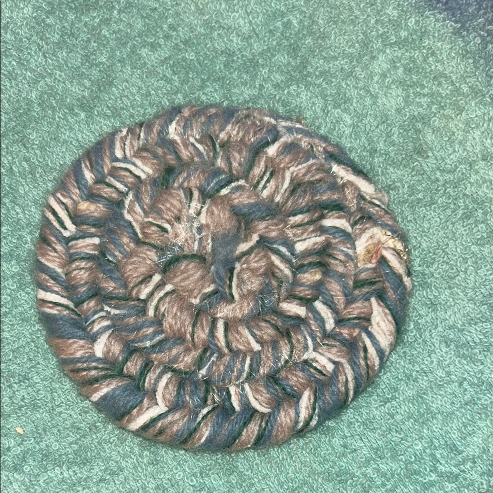 Handmade Blue Cream and Brown woven Coaster Tribal made coaster from Cherokee TN